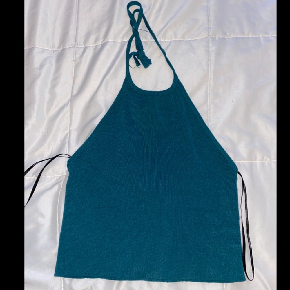 Teal knitted Crop top
